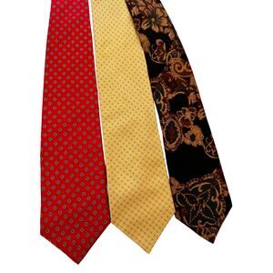 Vintage Lot of 3 Izod Silk Neckties Red, Yellow and Dark Floral